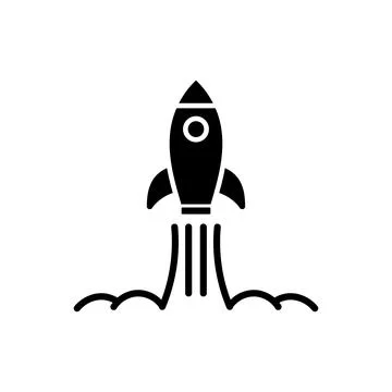 Rocket launch icon logo design template isolated illustration Stock Illustration