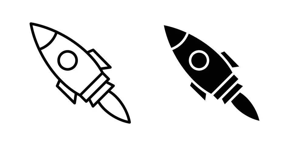 Rocket launch icon modern style vectors set Stock Illustration