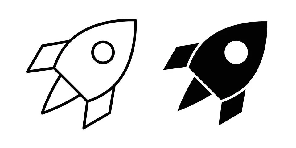 Rocket launch icon. Outline, flat icons Stock Illustration