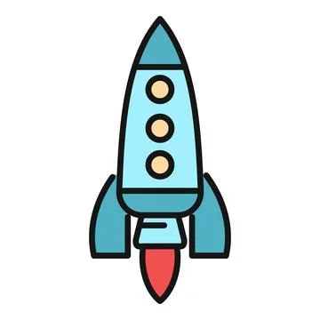 Rocket launch icon representing startup and project growth Stock Illustration