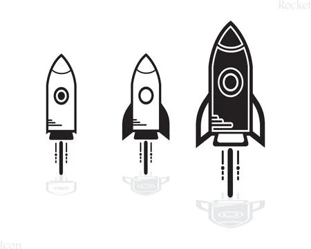 Rocket Launch Icon Set Vector Illustration with Three Different Sizes Stock Illustration