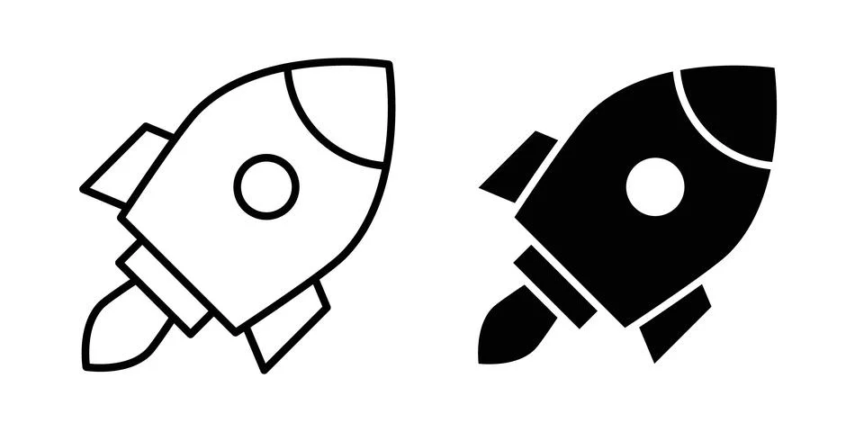 Rocket launch icon solid, line, and editable vector set. Stock Illustration