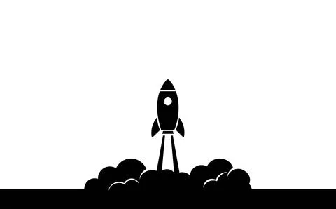Rocket launch icon for startup growth innovation and business success Stock Illustration