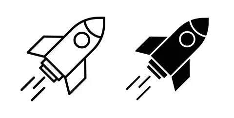 Rocket launch icon symbol, outline icons Stock Illustration