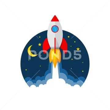 Rocket launch icon. Vector illustration. Illustrazione stock