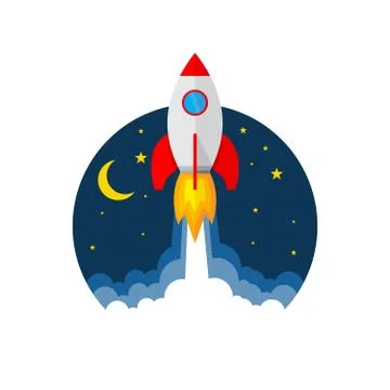 Rocket launch icon. Vector illustration. Stock Illustration