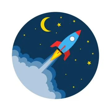 Rocket launch icon. Vector illustration. Stock Illustration