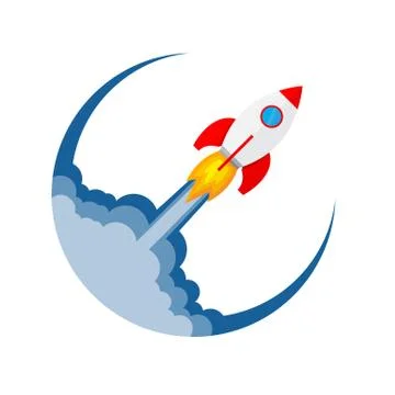Rocket launch icon. Vector illustration. Stock Illustration