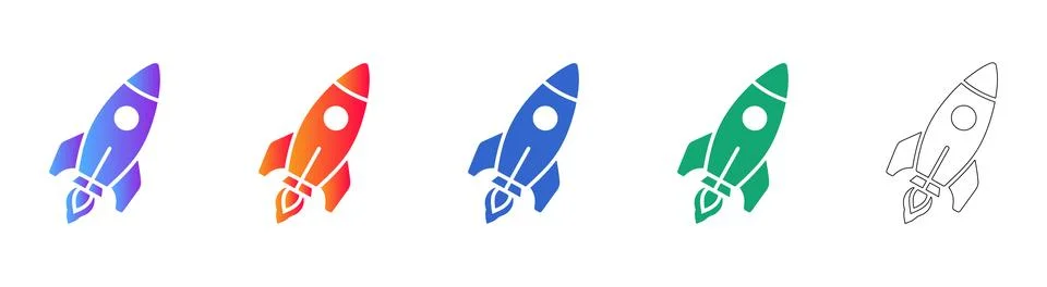 Rocket Launch Icons for Startup and Innovation Stock Illustration