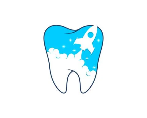 Rocket launch inside the clean teeth logo Ilustración de archivo