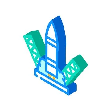 Rocket launch isometric icon vector illustration Stock Illustration