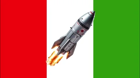Rocket Launch in Italy. Spacecraft Taking Off with Fire and Smoke Effects. Stock Footage 340331828