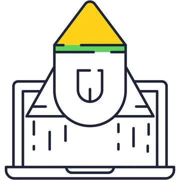 Rocket launch from laptop icon project vector Stock Illustration