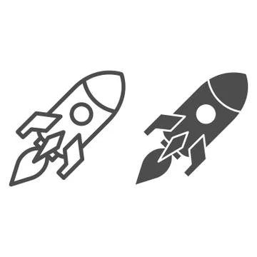 Rocket launch line and solid icon. Business startup symbol, outline style Stock Illustration