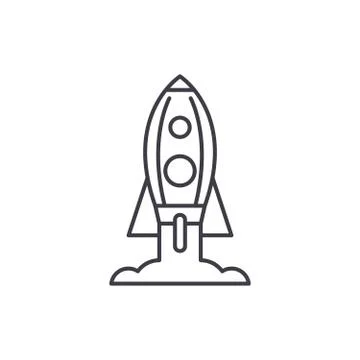 Rocket launch line icon concept. Rocket launch vector linear illustration Stock Illustration