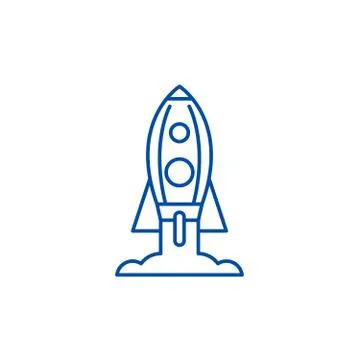 Rocket launch line icon concept. Rocket launch flat vector symbol, sign, outline Illustrazione stock