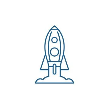 Rocket launch line icon concept. Rocket launch flat vector symbol, sign, outline Stock Illustration
