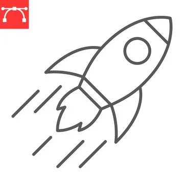 Rocket launch line icon Stock Illustration