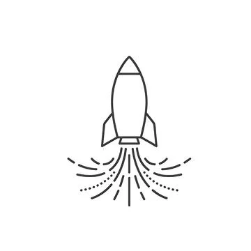 Rocket Launch Line Icon - Startup and Project Stock Illustration