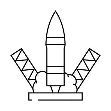Rocket launch line icon vector illustration Stock Illustration
