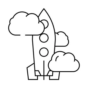 Rocket launch line icon vector illustration Stock Illustration