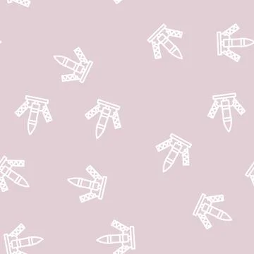 Rocket launch line vector seamless pattern Stock Illustration