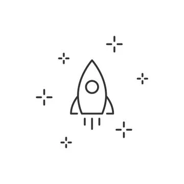 Rocket launch linear icon on white background Stock Illustration