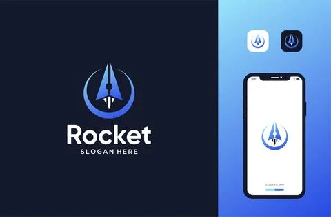 Rocket launch logo mark premium vector Stock Illustration