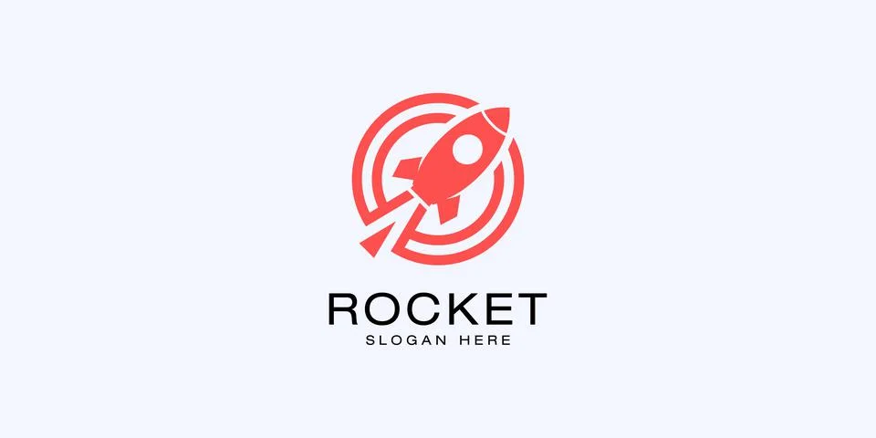 Rocket launch logo vector template Stock Illustration