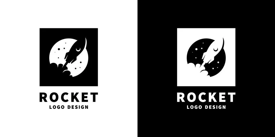 Rocket launch logo vector template Stock Illustration