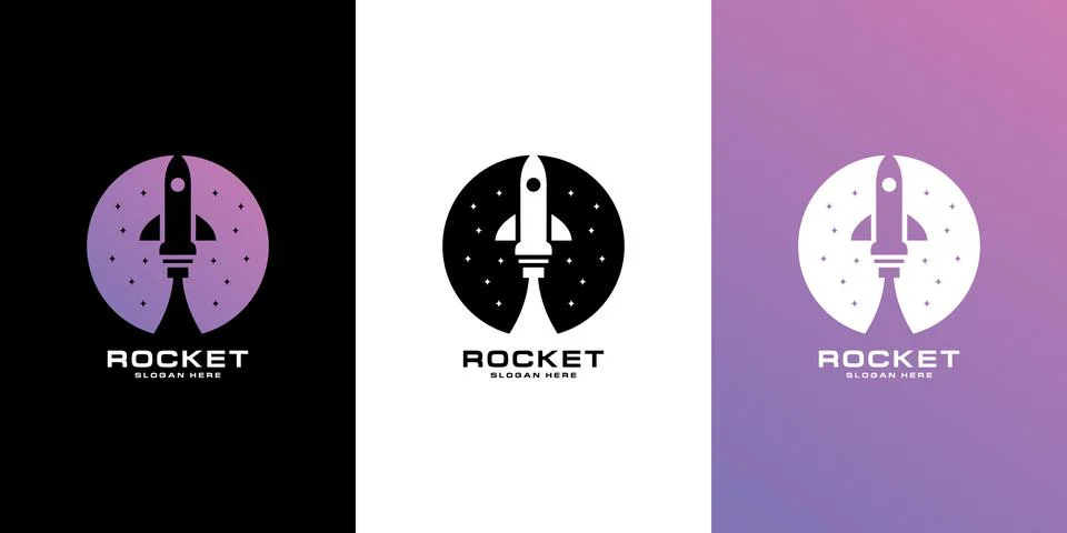 Rocket launch logo vector template Stock Illustration