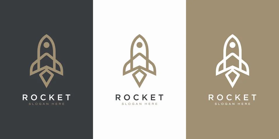 Rocket launch logo vector template Stock Illustration