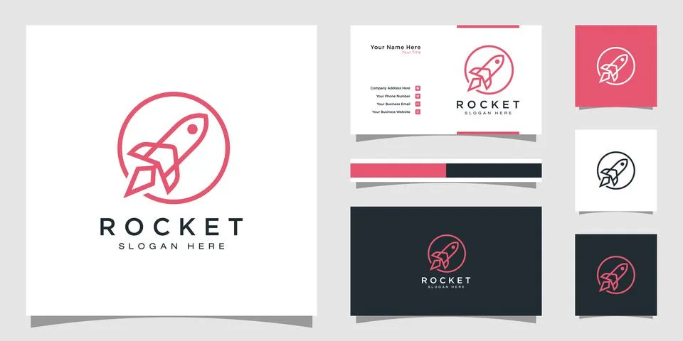 Rocket launch logo vector template Stock Illustration