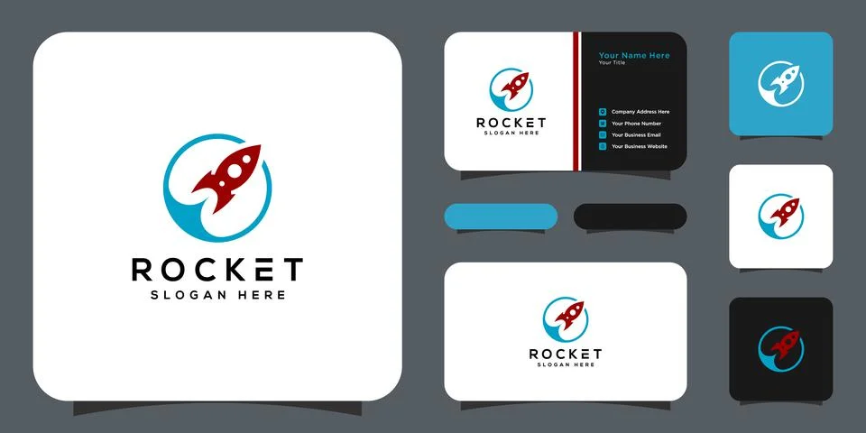 Rocket launch logo vector template Stock Illustration
