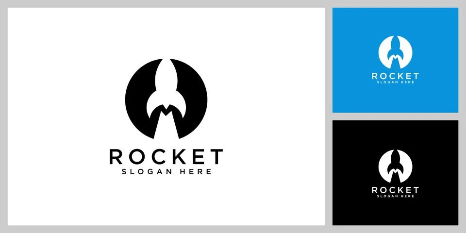 Rocket launch logo vector template Stock Illustration