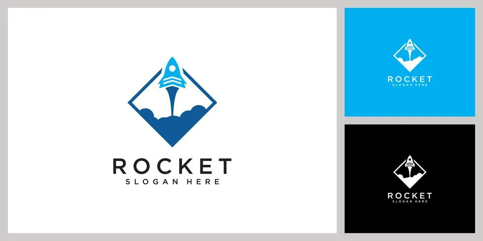 Rocket launch logo vector template Stock Illustration
