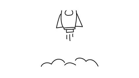 Rocket launch looping animation on white background Stock Footage 341787081