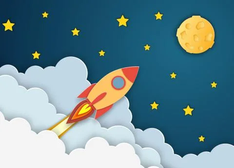 Rocket launch to the Moon. Illustrazione stock