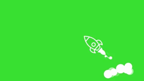 Rocket Launch Motion Graphic on Green Screen Animation (Chroma Key) 4K Stock Footage 323496512