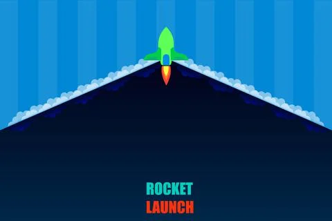 Rocket launch open product item detail background dark blue Stock Illustration