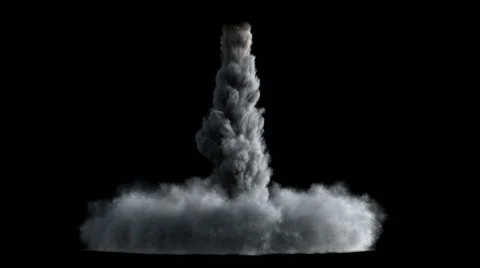 Rocket launch or Takeoff smoke texture isolated on black background Stock Footage