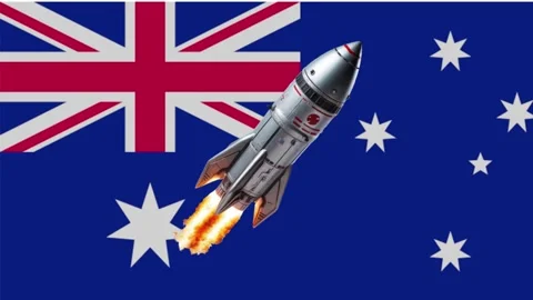 Rocket Launch Over Australian Flag. Stock Footage 340331852