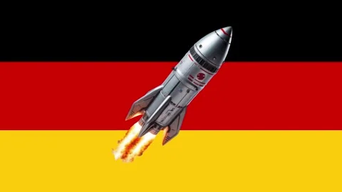 Rocket Launch Over German Flag. Stock Footage 340331837
