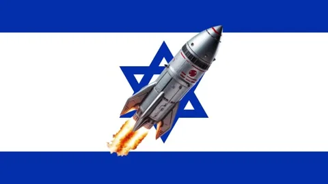 Rocket Launch Over Israeli Flag. Stock Footage 340331829