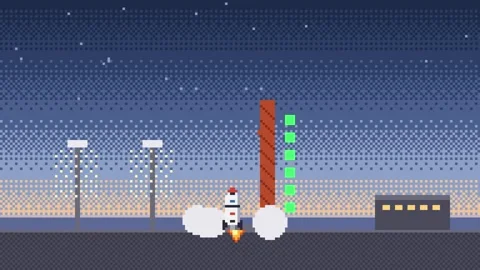 Rocket launch from a pad with countdown lights Vidéo 348648619