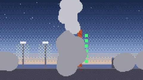 Rocket launch from a pad with countdown lights, liftoff and smoke, 8-bit pi.. Stock Illustration