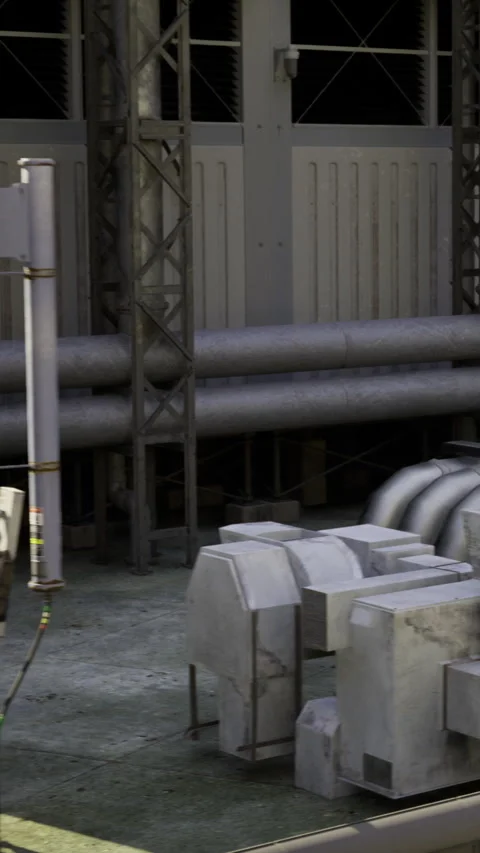 Rocket launch pad with equipment and structures in a space facility area Stock Footage 331687108