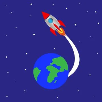 Rocket launch from planet earth Stock Illustration