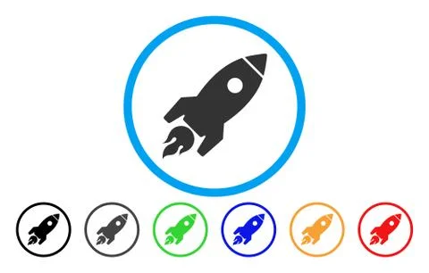 Rocket Launch Rounded Icon Stock Illustration