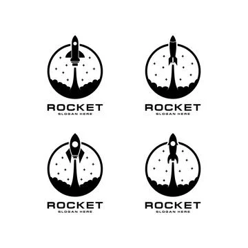 Rocket launch set logo vector template Illustrazione stock
